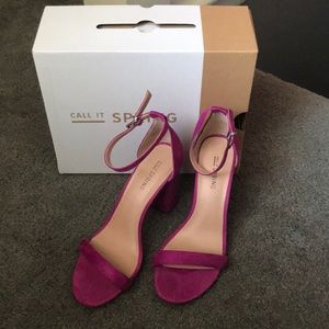 Fuchsia Block Open Toe Heel